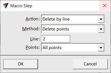how to delete points in terramodel with an exprison