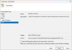 Screenshot showing final setup in Event Scheduler