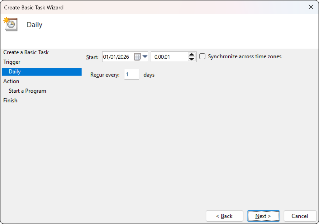 Screenshot showing trigger setup in Event Scheduler